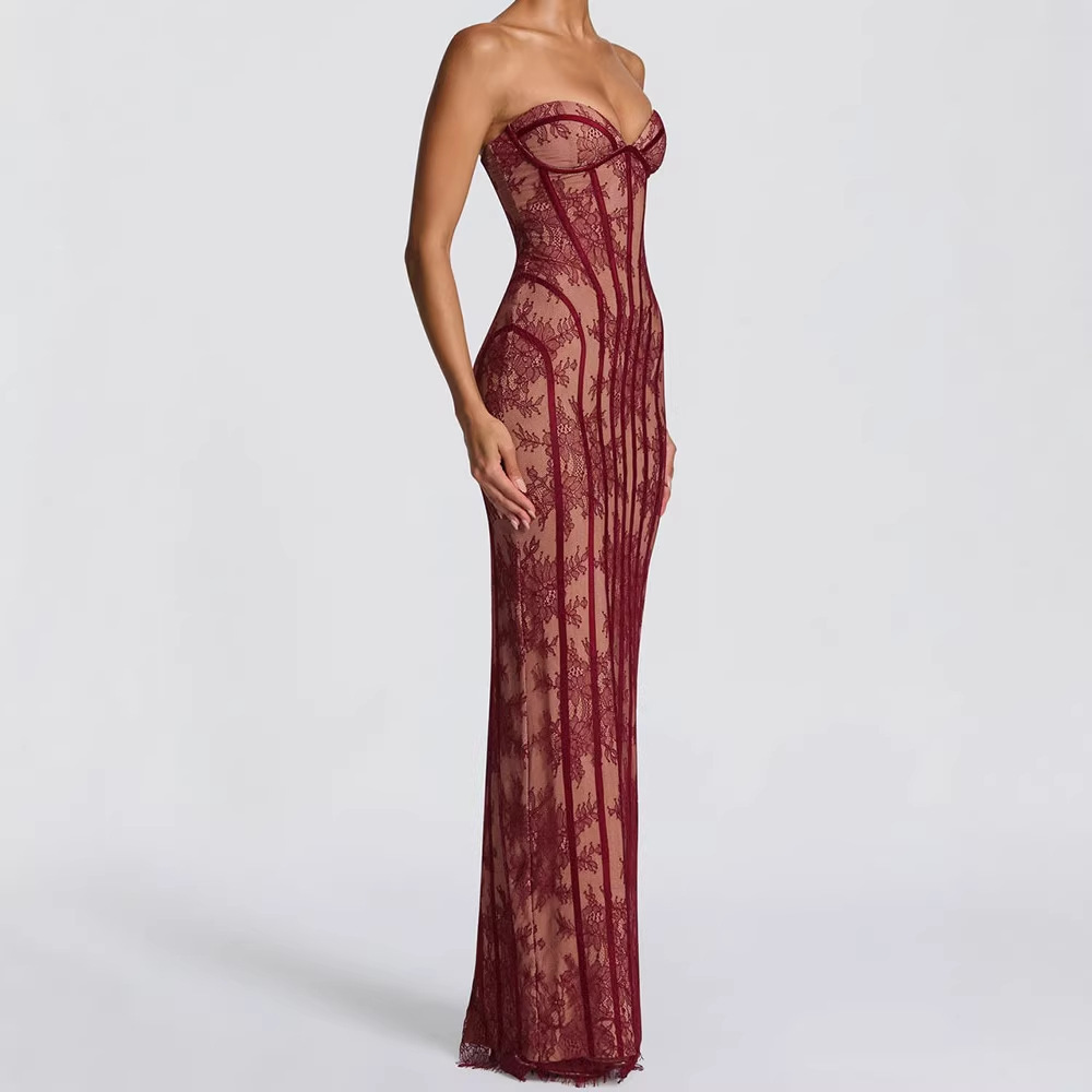 Women'S Elegant Formal Wear - Robe longue moulante sans bretelles pour
