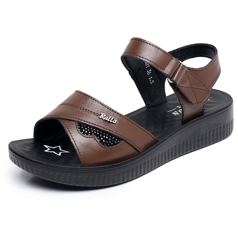 Sandales noires en cuir à brid - Formal Women Daily Wear Sandals avis et prix