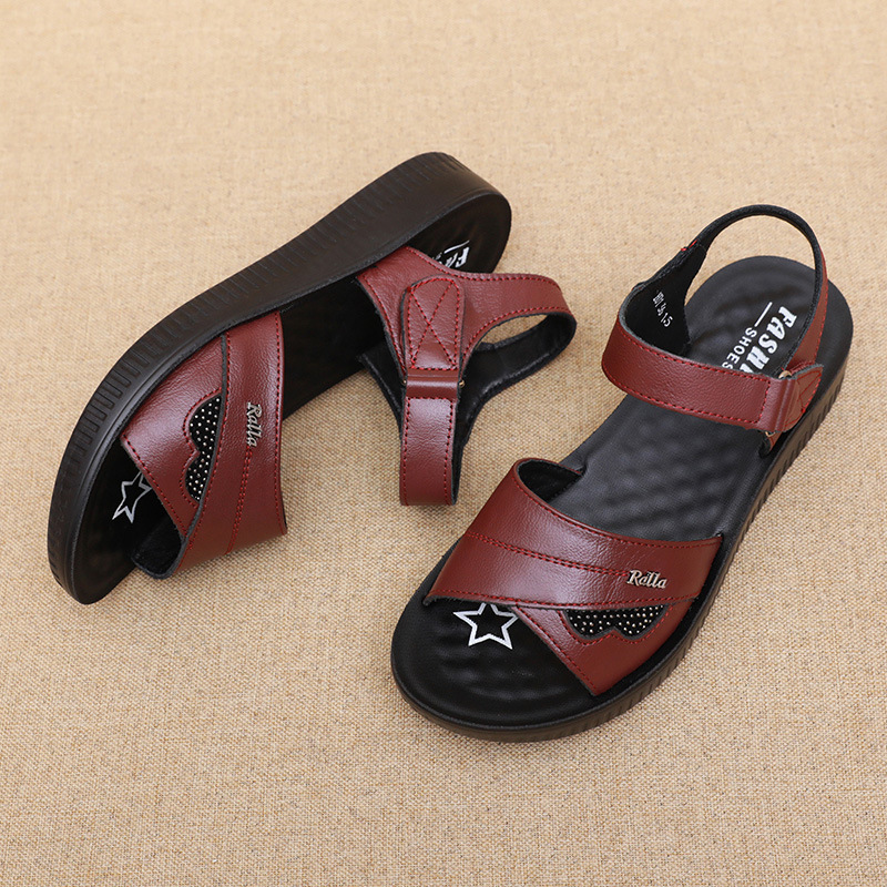Sandales noires en cuir à brid - Formal Women Daily Wear Sandals avis et prix