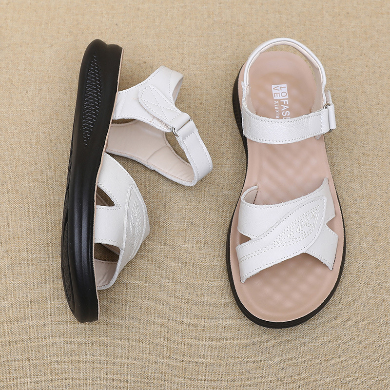 Sandales noires en cuir à brid - Formal Women Daily Wear Sandals avis et prix